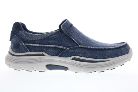 Skechers Expended Upsen 204006 Mens Blue Canvas Casual Loafers Shoes