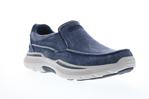 Skechers Expended Upsen 204006 Mens Blue Canvas Casual Loafers Shoes