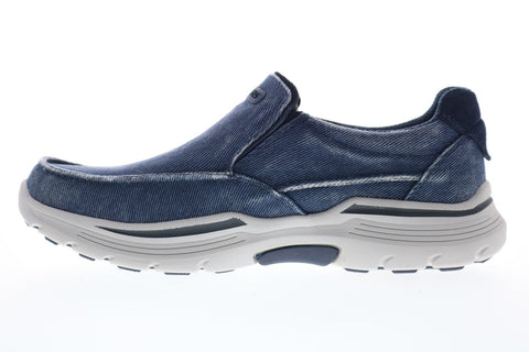 Skechers Expended Upsen 204006 Mens Blue Canvas Casual Loafers Shoes