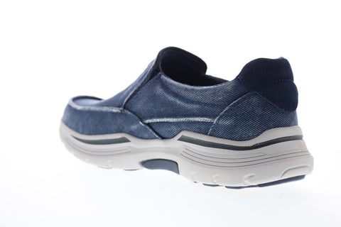 Skechers Expended Upsen 204006 Mens Blue Canvas Casual Loafers Shoes