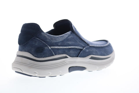 Skechers Expended Upsen 204006 Mens Blue Canvas Casual Loafers Shoes