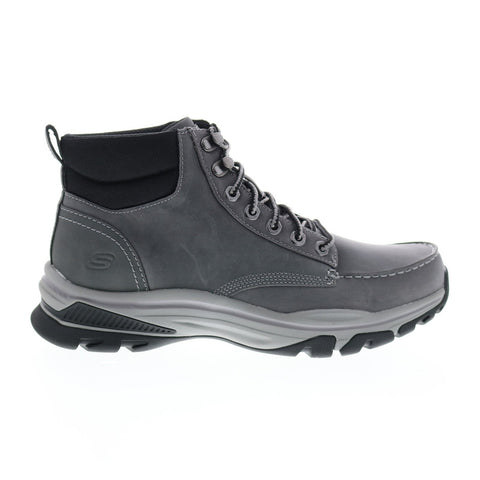 Skechers Ralcon Top Point 204207 Mens Gray Leather Lace Up Ankle Boots