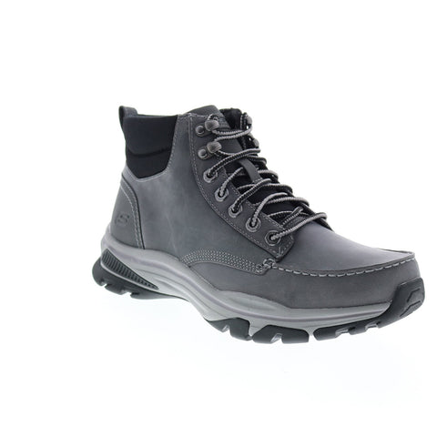 Skechers Ralcon Top Point 204207 Mens Gray Leather Lace Up Ankle Boots