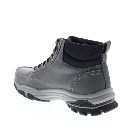 Skechers Ralcon Top Point 204207 Mens Gray Leather Lace Up Ankle Boots