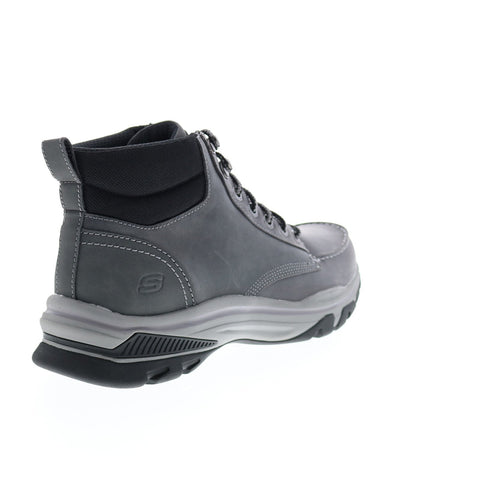 Skechers Ralcon Top Point 204207 Mens Gray Leather Lace Up Ankle Boots