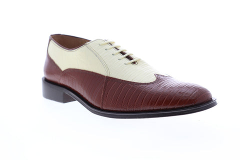 Giorgio Brutini Men's Melby Oxford – Lizard Print Leather Dress Shoes With Cushioned Insole