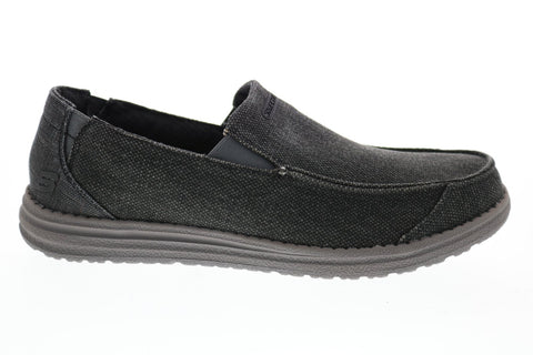 Skechers Melson Ralo 210103 Mens Black Canvas Loafers & Slip Ons Casual Shoes