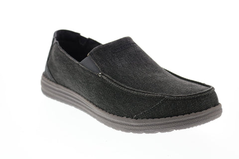 Skechers Melson Ralo 210103 Mens Black Canvas Loafers & Slip Ons Casual Shoes
