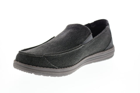 Skechers Melson Ralo 210103 Mens Black Canvas Loafers & Slip Ons Casual Shoes