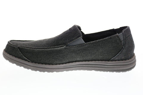 Skechers Melson Ralo 210103 Mens Black Canvas Loafers & Slip Ons Casual Shoes