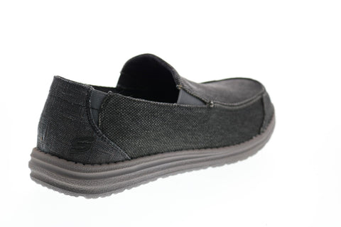 Skechers Melson Ralo 210103 Mens Black Canvas Loafers & Slip Ons Casual Shoes