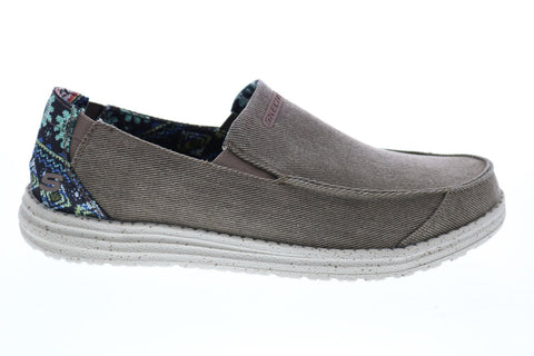 Skechers Melson Ralo 210103 Mens Brown Canvas Loafers & Slip Ons Casual Shoes