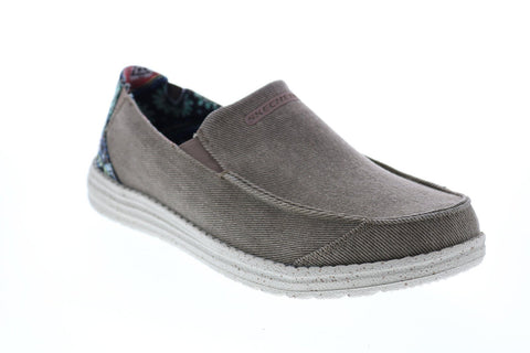 Skechers Melson Ralo 210103 Mens Brown Canvas Loafers & Slip Ons Casual Shoes