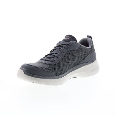 Skechers Go Walk 6 Bold Kn 216204 Mens Gray Leather Lifestyle Sneakers Shoes