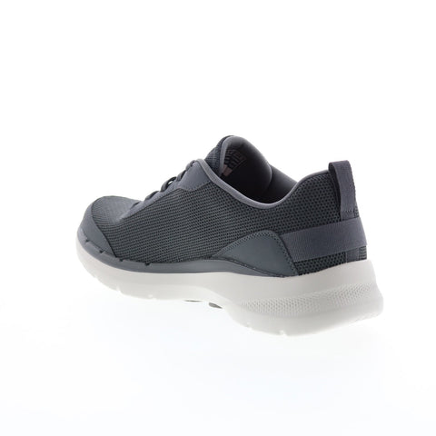Skechers Go Walk 6 Bold Kn 216204 Mens Gray Leather Lifestyle Sneakers Shoes