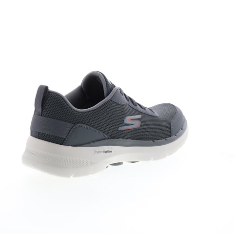 Skechers Go Walk 6 Bold Kn 216204 Mens Gray Leather Lifestyle Sneakers Shoes