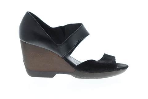 Camper Laura 21946-001 Womens Black Leather Heels Strap wedges Shoes