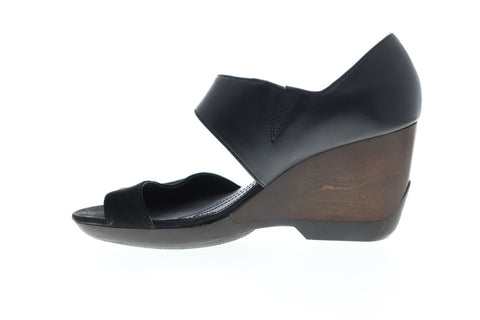 Camper Laura 21946-001 Womens Black Leather Heels Strap wedges Shoes