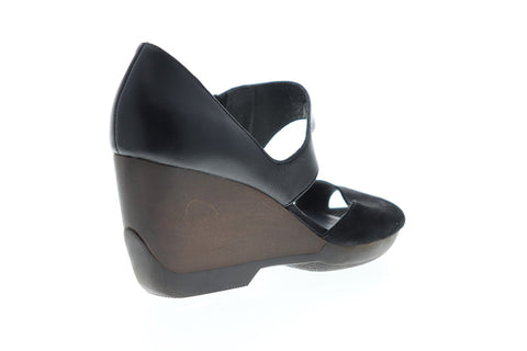 Camper Laura 21946-001 Womens Black Leather Heels Strap wedges Shoes