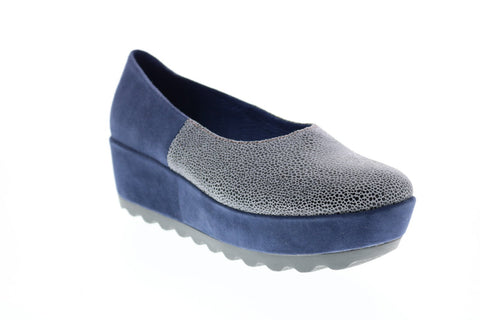 Camper TWS 22089-028 Womens Blue Suede Nubuck Slip On Heels Wedges Shoes