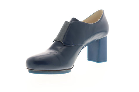 Camper Myriam 22531-001 Womens Blue Leather Slip On Wedges Heels Shoes