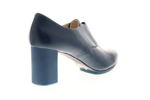 Camper Myriam 22531-001 Womens Blue Leather Slip On Wedges Heels Shoes