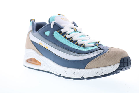 Skechers Uno Solypsis 237017 Mens Blue Leather Lace Up Lifestyle Sneakers Shoes