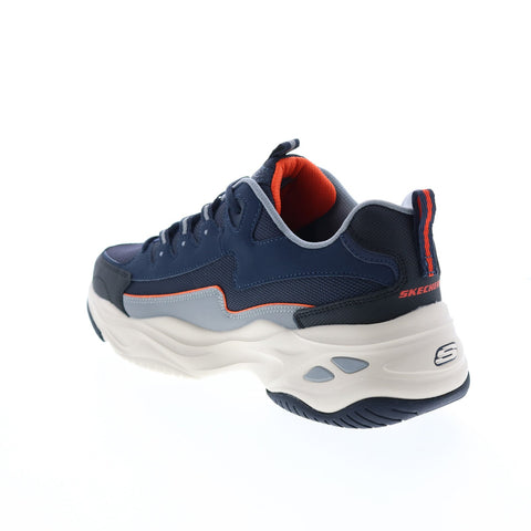 Skechers D'Lites 4.0 237225 Mens Blue Leather Lifestyle Sneakers Shoes