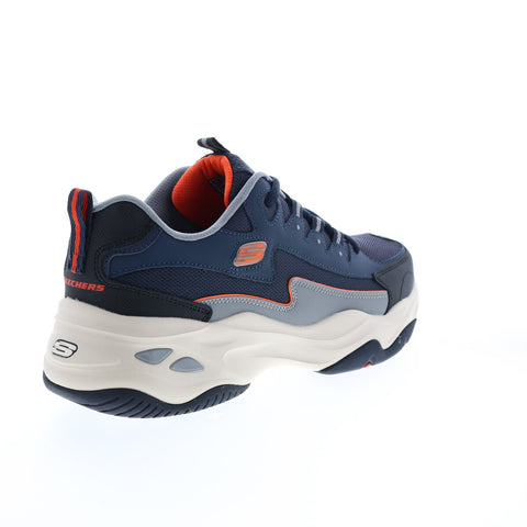 Skechers D'Lites 4.0 237225 Mens Blue Leather Lifestyle Sneakers Shoes