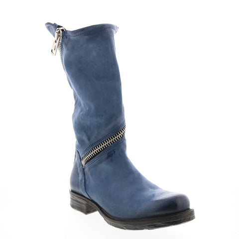 A.S.98 Siggs 259373-102 Womens Blue Leather Zipper Mid Calf Boots