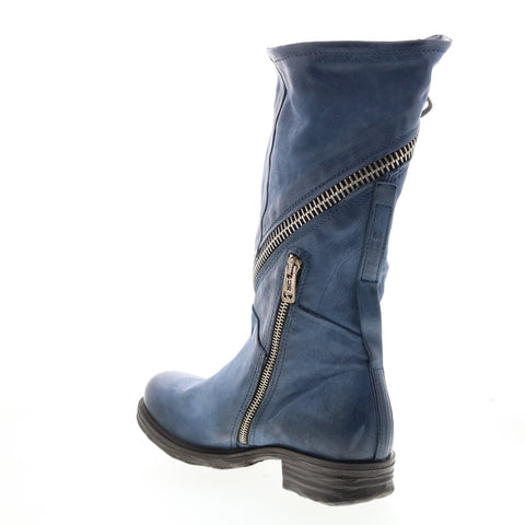 A.S.98 Siggs 259373-102 Womens Blue Leather Zipper Mid Calf Boots