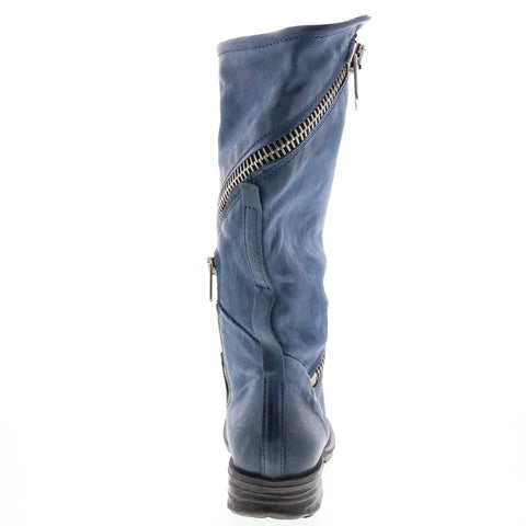 A.S.98 Siggs 259373-102 Womens Blue Leather Zipper Mid Calf Boots