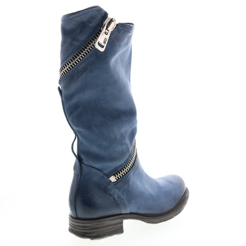 A.S.98 Siggs 259373-102 Womens Blue Leather Zipper Mid Calf Boots
