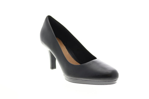 Clarks Tempt Appeal 26062332 Womens Black Narrow Leather Pumps Heels Shoes