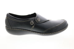 Clarks Ashland Lane Q 26063064 Womens Black Wide Leather Loafer Flats Shoes