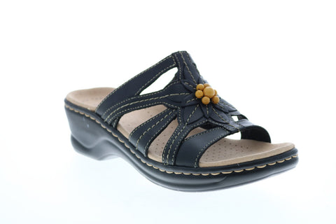 Clarks Lexi Myrtle 26065112 Womens Black Leather Strap Sandals Shoes