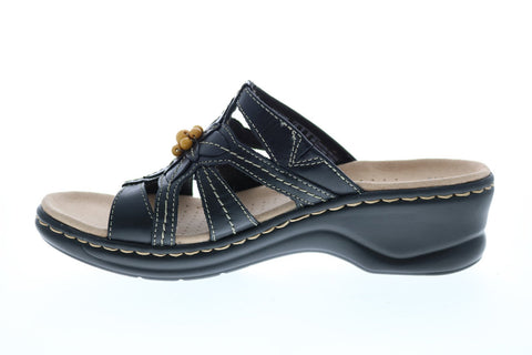 Clarks Lexi Myrtle 26065112 Womens Black Leather Strap Sandals Shoes
