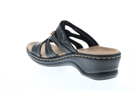 Clarks Lexi Myrtle 26065112 Womens Black Leather Strap Sandals Shoes