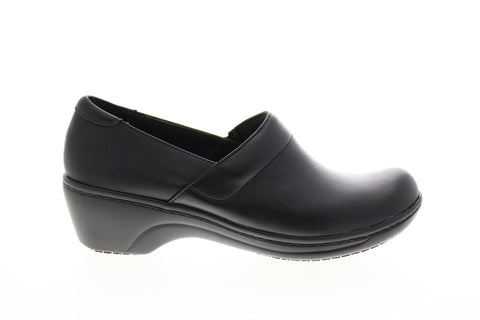 Clarks Grasp Idea 26066728 Womens Black Leather Slip On Mules Heels Shoes