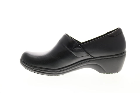 Clarks Grasp Idea 26066728 Womens Black Leather Slip On Mules Heels Shoes