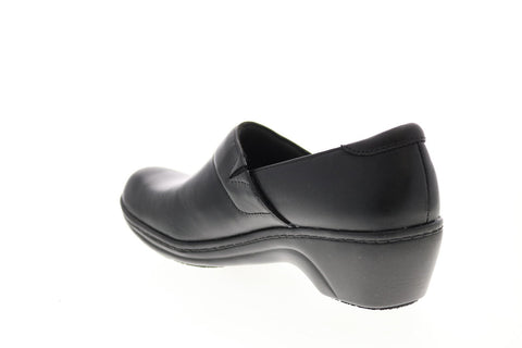 Clarks Grasp Idea 26066728 Womens Black Leather Slip On Mules Heels Shoes