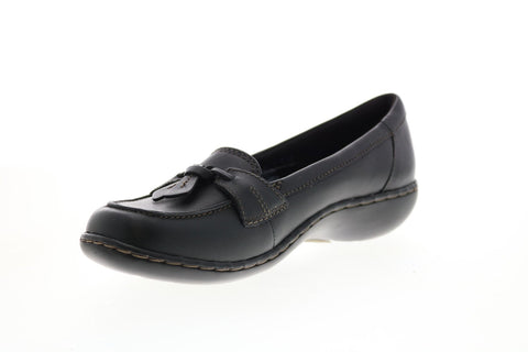 Clarks Ashland Bubble 26067331 Womens Black Leather Moccasin Flats Shoes