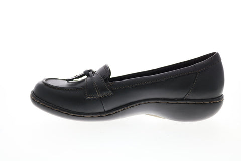 Clarks Ashland Bubble 26067331 Womens Black Leather Moccasin Flats Shoes