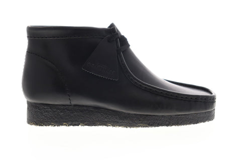 Clarks Wallabee Boot 26103666 Mens Black Leather Lace Up Chukkas Boots Shoes