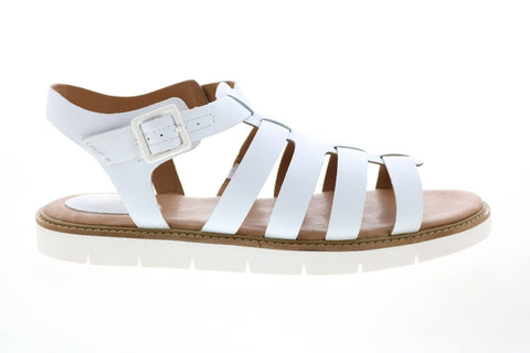 Clarks Lydie Kona 26108604 Womens White Leather Strap Sandals Shoes