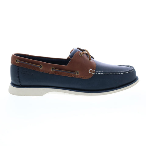 Clarks Port View 26108698 Mens Blue Leather Loafers & Slip Ons Boat Sh