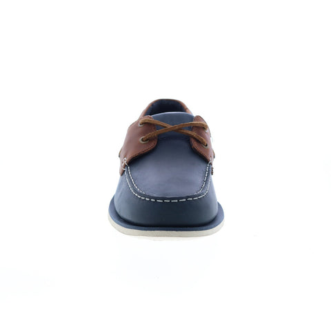 Clarks Port View 26108698 Mens Blue Leather Loafers & Slip Ons Boat Shoes