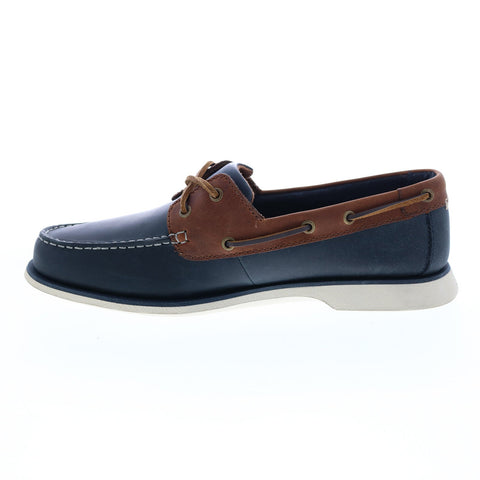Clarks Port View 26108698 Mens Blue Leather Loafers & Slip Ons Boat Shoes