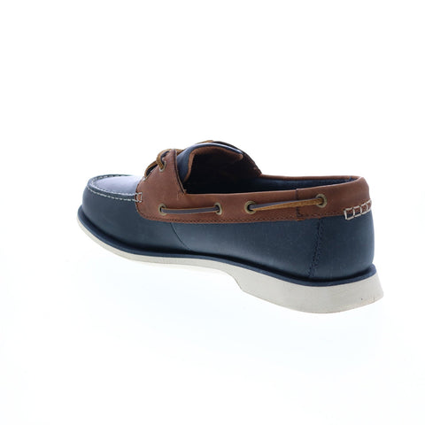 Clarks Port View 26108698 Mens Blue Leather Loafers & Slip Ons Boat Shoes