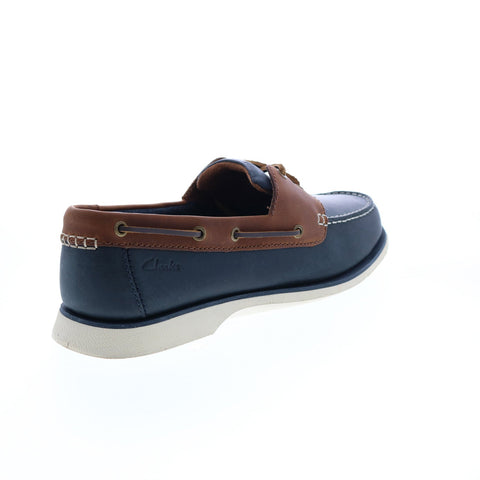 Clarks Port View 26108698 Mens Blue Leather Loafers & Slip Ons Boat Shoes